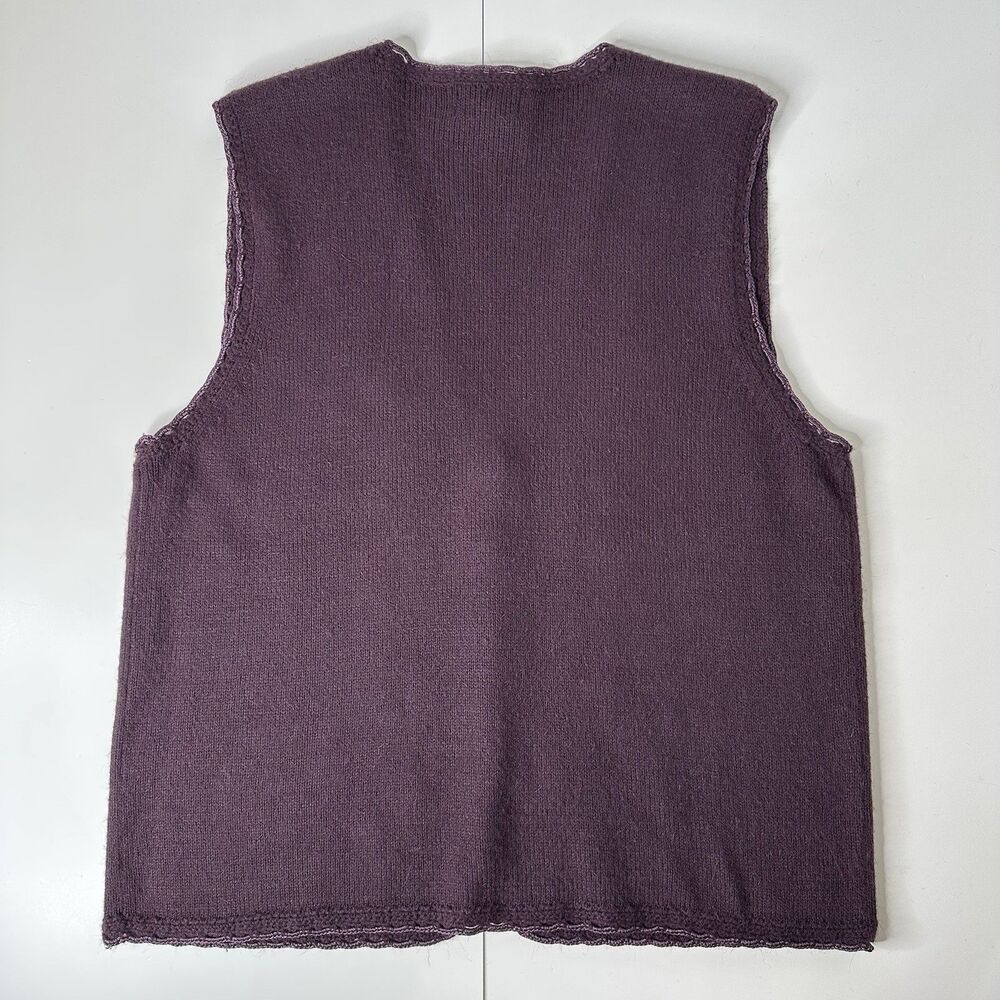 Koret Embroidered Sweater Vest Sz M Purple Dark Academia‎ Preppy Professor Vtg - Picture 12 of 15